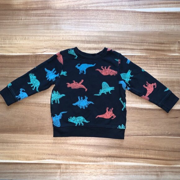 Cat & Jack Toddler Boys Dinosaur Print Black Sweatshirt Size 2T - Picture 6 of 10